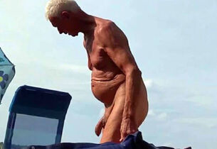 Nudist grandpa at one's disposal make..