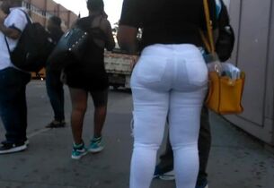 Bubble Booty African Milf in White Jeans